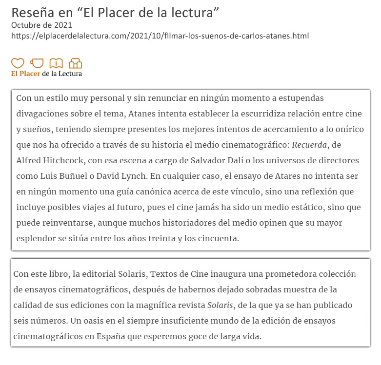 Reseña en «El placer de la lectura»