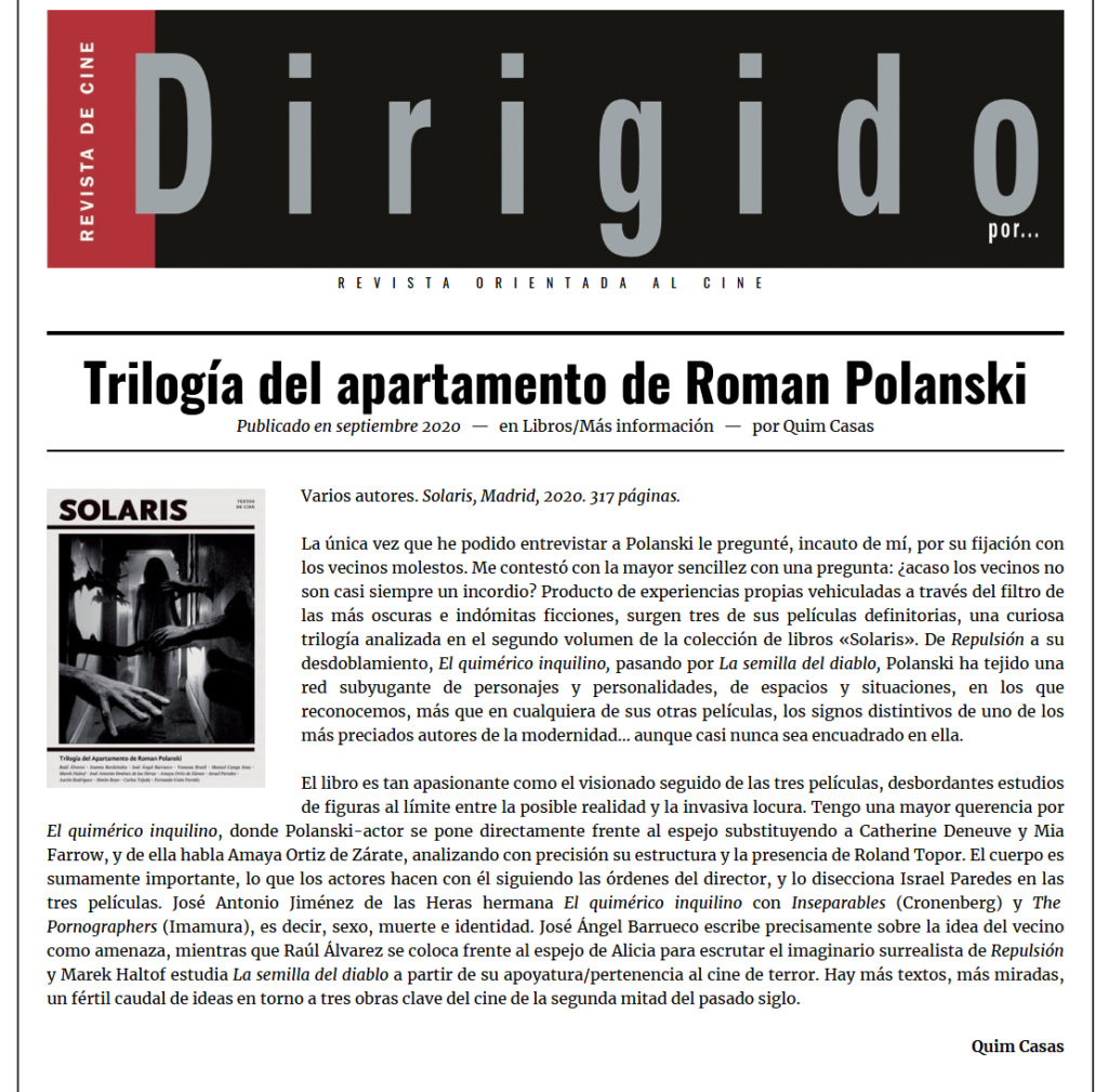 Reseña en la revista Dirigido Por